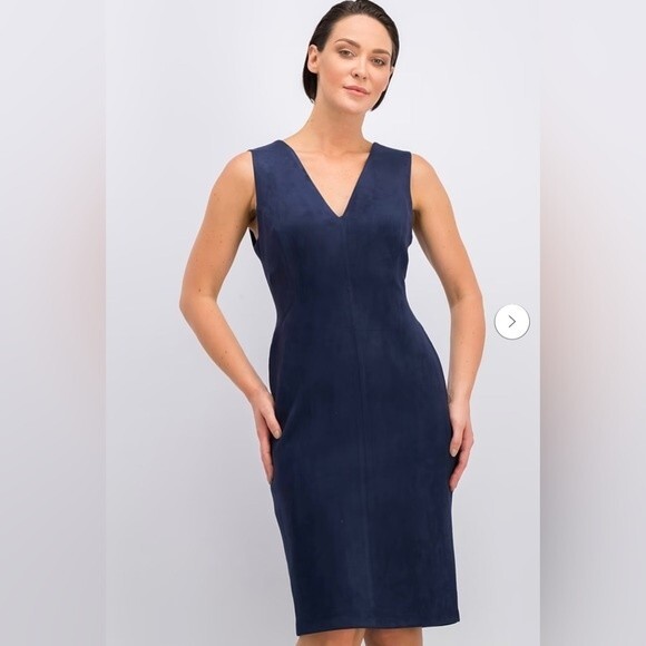 BCBGMaxazria Alda Faux-suede Dress in Dark Navy Size XXS - Picture 2 of 6